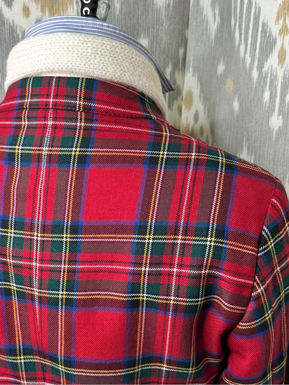 Polo Ralph Lauren Made in Italy Virgin Wool Red Tartan Plaid Blazer 40L